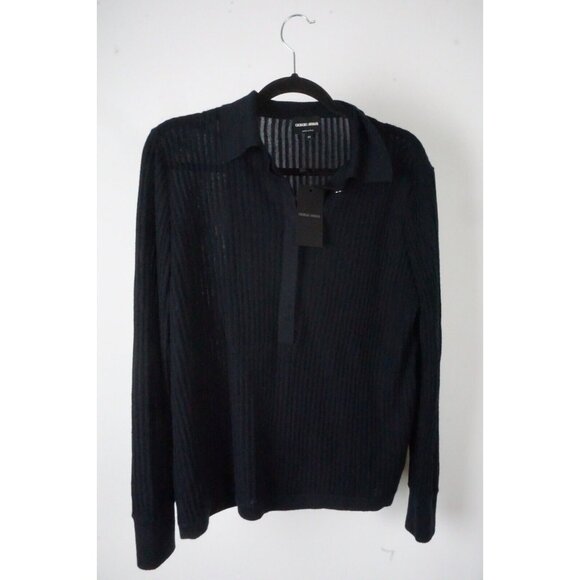 Giorgio Armani Sweater Buttoned Woven 100% Cashmere Sweater Sz 42 BRAND NEW
